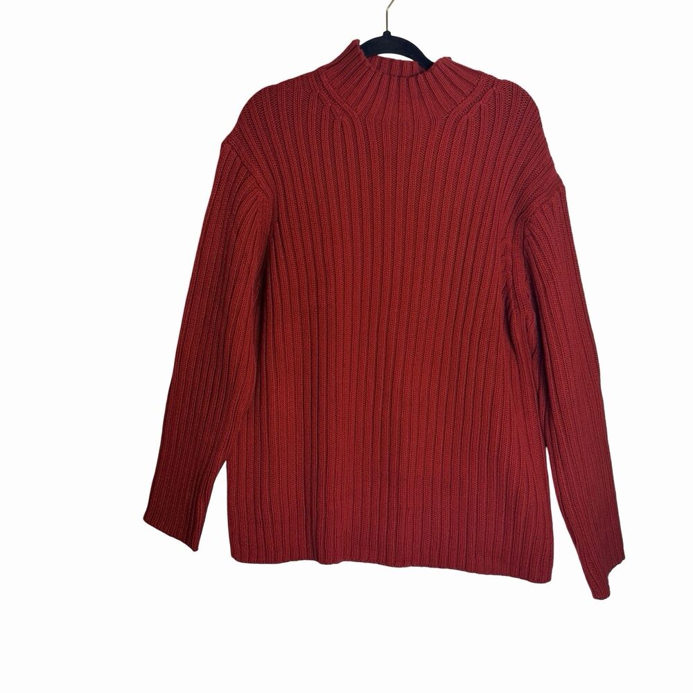 GAP Ribbed Mock Neck Pullover Sweater Womens XXL Red Heavy Fisherman Ribbed